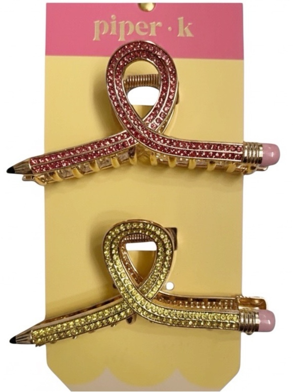 Piper K TikTok Viral Rhinestone Pencil Shaped Large Metal Claw Hair Clips - Picture 3 of 3